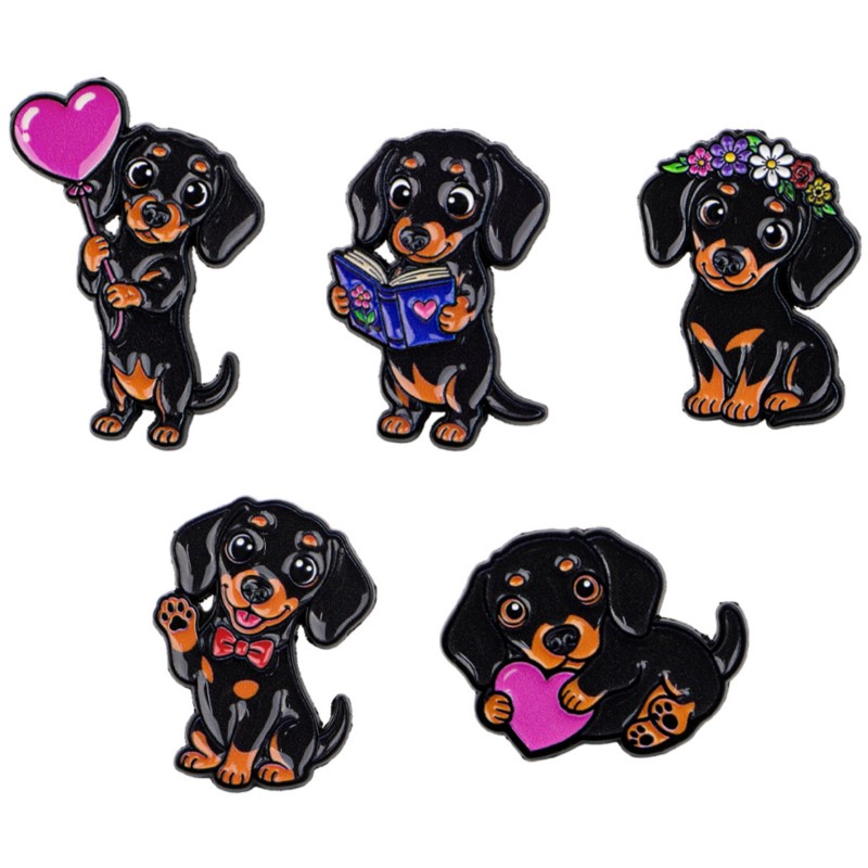 5pcs Cute Dachshund Enamel Pin - огляд і ціна Supply Florist