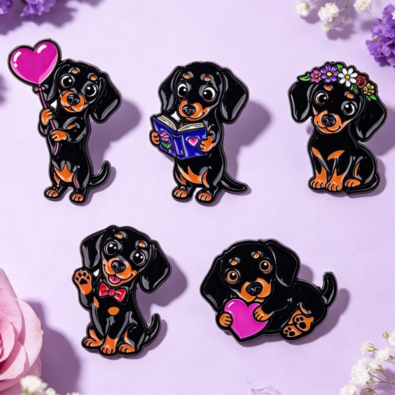 5pcs Cute Dachshund Enamel Pin - огляд і ціна Supply Florist